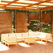 11 Piece Garden Lounge Set with Cream Cushions Pinewood vidaXL