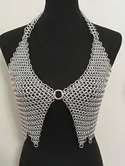[Generic] ADVIK ENTERPRISES 9 mm Chainmail Metal Top - Halter Armor Bra Shirt LARP Costume T-3, Silver