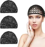 Crochet Hair Net, 4 Pcs Comfortable Breathable Mesh Hair Wrap Net, Elastic Reusable Crochet Cap Nets for Sleeping, Silk Press, Makeup, Shower Bath, Hold in Place All Night, Black