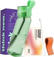 [AIR UP] water bottle (21oz) Twist Vibrant Green starter set with 5-Pod Variety Pack Flavor Fiesta, Orange Strap & Straw Brush | sugar-free flavoring | dishwasher-safe, BPA-free