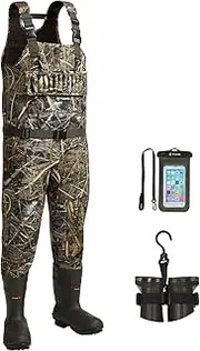 [TideWe] Hunting Wader with 1400 Gram Insulation Rubber Boots, 5mm Neoprene Waterproof Chest Wader for Fishing and Hunting