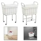 Wheeled Laundry Cart Washing Bag Storage Shelf Blankets Holder Sturdy Frame Toys