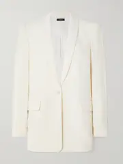 [Theory] Theory - Plissé-crepe Blazer - Cream - US10 US 10 Cream