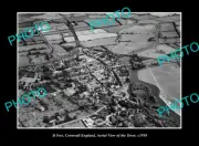 OLD POSTCARD SIZE PHOTO ST IVES CORNWALL ENGLAND AERIAL VIEW TOWN CENTRE 1950 2