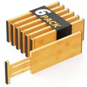 Bamboo Dresser Drawer Dividers 6 Pack, 4.65“ High Adjustable 12.5“-17” Drawer...