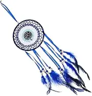GOOHOCHY Blue Evil Eye Dream Catcher Pendant Handmade Macrame Wall Hanging Decor Unique Beaded Design for Home Luck Protection Charm Flexible Placement for Various Spaces