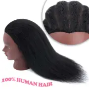 14" Mannequin Head 100% Human Hair Hairdresser Braiding Manikin Training Doll