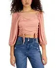 Self Esteem Juniors’ Ruched-Front Woven Top, Mauve, Medium