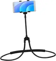 1Pc Flexible Phone Bracket U Shape Neck Hanging Holder for Hands Use Mobile Phone Stand for Home Desktop Live Streaming Black
