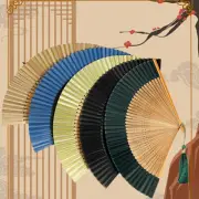 1PC Wood Bamboo Folding Fan Tassel Pendant Silk Hand Held Fans Party Dance Decor