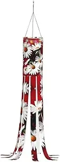 Halloween Garden Red Flower and White Daisy Windsock Lights Halloween Lighted Windsock for Patio Yard Pathway Party Decor