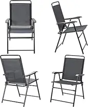 Costway Outdoor 4pcs Folding Chairs, 150 kg Capacity 4 Packs Collapsible Chairs, Portable Chairs, Patio Chair Set w/Wide Armrest, Convenient Foot Rest & Ergonomic Backrest, No Assembly Required