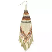Neutral Tone Fringe Woven Bead Earring