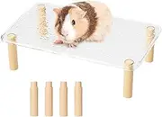 Adjustable Wooden Hamster Cage Platforms - Removable Multi-Level Stand | Natural Wood Shelf with Ladder and Feeder Space | Enrichment Accessory for Small Pets in Cages, Travel, and Home Use
