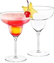 Wilmax Handmade Margarita Glasses Set of 2 250 ml Cocktail Glasses Drinking Glasses Champagne Glasses Long Drink Glasses Cocktail Accessories Margarita Glass