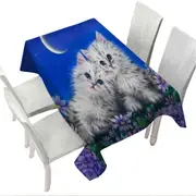 Moonlight Cats Cute Sweet Kittens at Night Tablecloth
