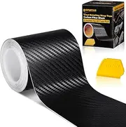 Spurtar Carbon Fiber Tape Roll, 3Inch X 20ft Air-Release Adhesive Black Vinyl Strip Chrome 3D Carbon Fiber Sticker Car Door Edge Guard Blackout Tape for Cars Motorcycle DIY Free Tool 7.6 X 600cm