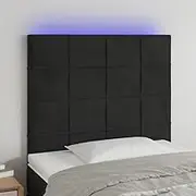 Bed Headboard LED, Beds Head Frame LED Headboard Black 100 cm Velvet