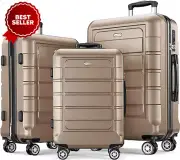 Luggage Sets Expandable PC+ABS Durable Suitcase Double Wheels TSA Lock 3Pcs