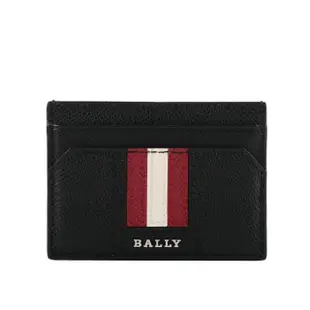 【BALLY】Thar 防刮牛皮黑白條紋卡片/名片夾(黑色)