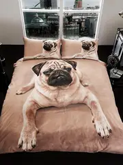 Pug Puppy King Size Duvet Cover and Pillowcase Set