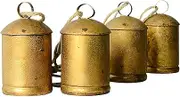 Christmas Cow Bells for Decoration - Vintage Harmony Brass Farmhouse Metal Shabby Chic Rustic Bells on Rope for Christmas Decor