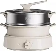 Electric Hot Pot with Steamer, Electric Cooker 5L Non-Stick Frying Pan, Separate Design Multifunction Electric Cooking with Three-Speed Adjustment, for 3-8 People, 1600W