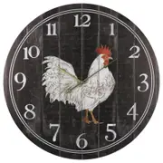 Willow & Silk MDF 60cm Large Round Chook/Rooster Analogue Wall Clock Decor