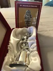 ST. NICHOLAS SQUARE Silver Plated Santa Bell in Red Velvet Box