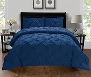 Elegant Comfort Luxury Super-Soft Coziest 1500 Thread Count Egyptian Quality 3-Piece Pintuck Design Duvet Cover Set, (Insert Comforter Protector) Wrinkle-Free, King/California King, Navy Blue