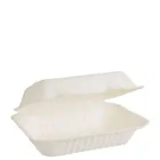 200x Disposable Snack Box 230x165x81mm White Sugarcane Eco-Friendly Takeaway