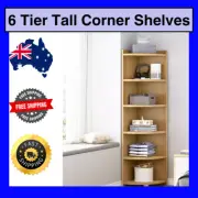 Inspire 6 Tier Large Tall Stylish Wooden Corner Shelf Unit Bookcase Oak AUS