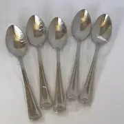 5 Gorham Monet 18/8 Stainless Flatware Set of Shiny TeaSpoons New NIP 6 1/8"