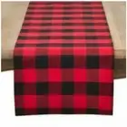 Saro Lifestyle Buffalo Plaid Cotton Blend Table Runner, Red 16"×72", New! L6