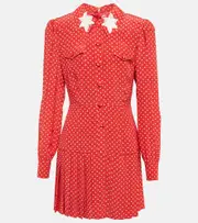 [Alessandra Rich] Alessandra Rich Polka-dot pleated minidress AU 6 red