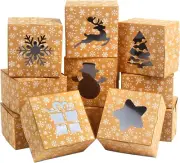 Christmas Bakery Cookie Boxes,24Pcs Kraft Paper Christmas Treat Boxes W