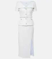 [Self-Portrait] Self-Portrait Peplum bouclé midi dress AU 8 blue