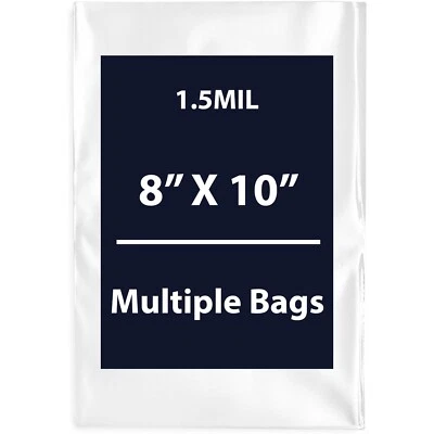 1.5Mil 8" X 10" | LDPE Clear Flat Poly Bags, Flexible & Durable | Multiple Bags