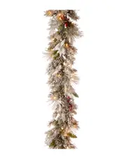 National Tree Company 9ft Snowy Pine Garland with Cedar Leaves & Pine Cones