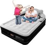 Queen Size Air Mattress,Queen Size Air Mattress with Headboard and Pillows,Pvc W