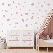 60PCS Paw Print Decals Peel and Stick, Dog Paw Wall Decals, Dog Paw Print Stickers, Removable Vinyl Animal Footprint Stickers for Bedroom Decor Boys Girls Nursery Wall Dec