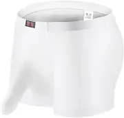 [Generic] Men's Sexy Boxer Briefs Elephant Nose Trunk Separated Pouch Underwear Soft Breathable Medium Waist Underpanties Shorts, B#white, Small