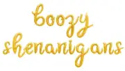 BOOZY SHENANIGANS Cursive Letter Balloon Banner - St Patrick's Day Decorations