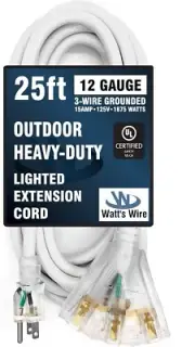 25 ft Heavy Duty 12-Gauge Extension Cord with 3 Outlets - Indoor/Outdoor Use