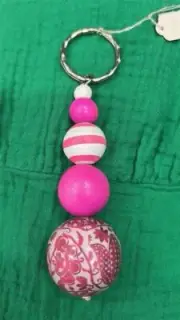 Anna Chandler Bobble Keychain - Pink Fuchsia Floral