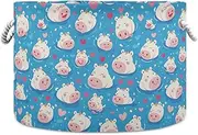 Yoogain Cute Cartoon Blue Hippo storage basket and waterproof clothes storage basket with sturdy handle Hamper little supply for bathroom towel tool
