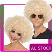 Adults Blonde 70s Funky Afro Wig Curly Ladies Mens 1970s 70's Party Disco Wigs