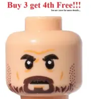☀️NEW Lego Minifigure Minifig Head Nougat Eyebrows Beard Stubble #7