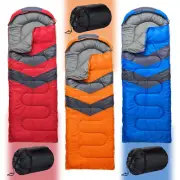 220cm Adults Single Sleeping Bag Winter Outdoor Camping Hiking Zip Up Envelope