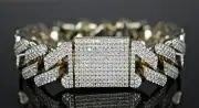 20mm 18k Gold Finish MASSIVE Ice Out Bustdown Cuban Miami Bracelet HEAVY HITTER